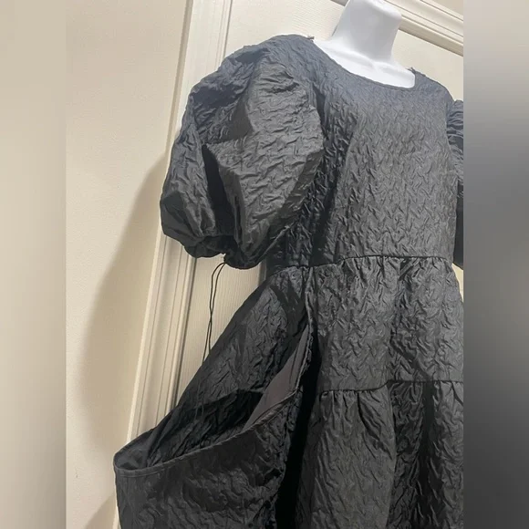 Beulah Style Black Puff Sleeve Tiered Dress - One Size NWT - Picture 3 of 7